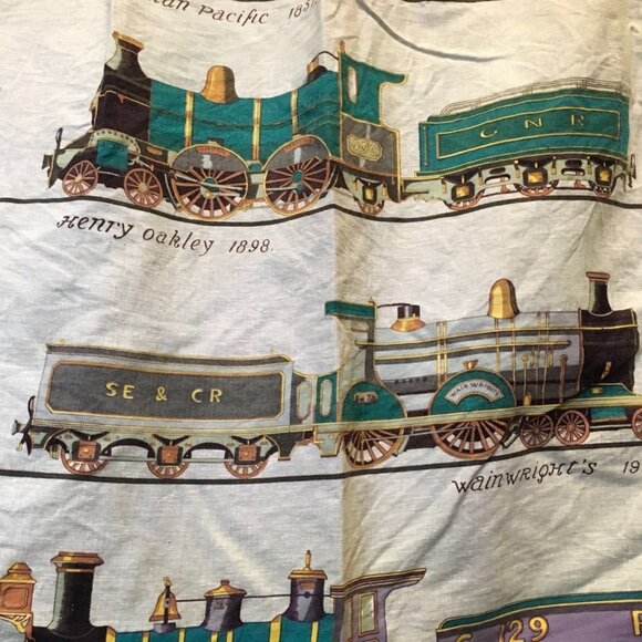 Locomotive Train Curtain Canadian Pacific Wainrights  Drapery Fabric Cutter - Picture 2 of 5